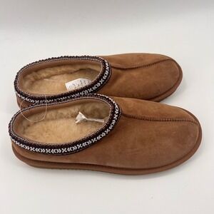 Kirkland Signature Shearling Slipper Suede Chestnut Brown Unisex M9 W10  7771025
